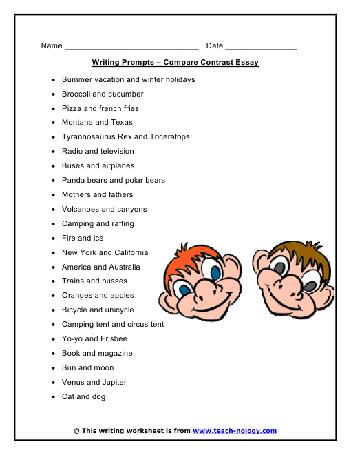 compare and contrast essay topics for university