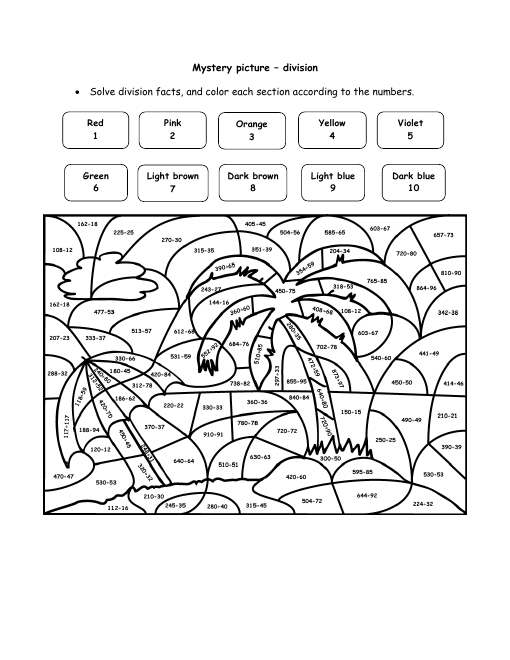 Division Coloring Worksheets Coloring Pages