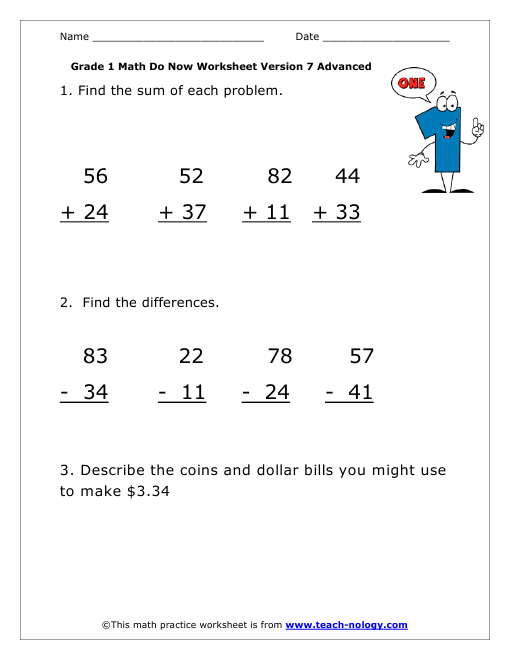 This Math Worksheet Is From Www Teach Nology Com