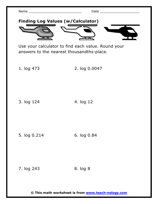 Finding Log Values With Calculators