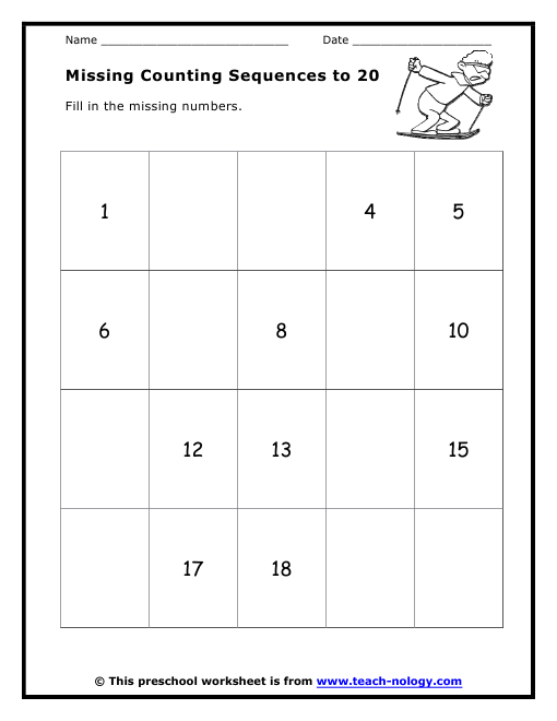 Missing Counting Sequences To 20