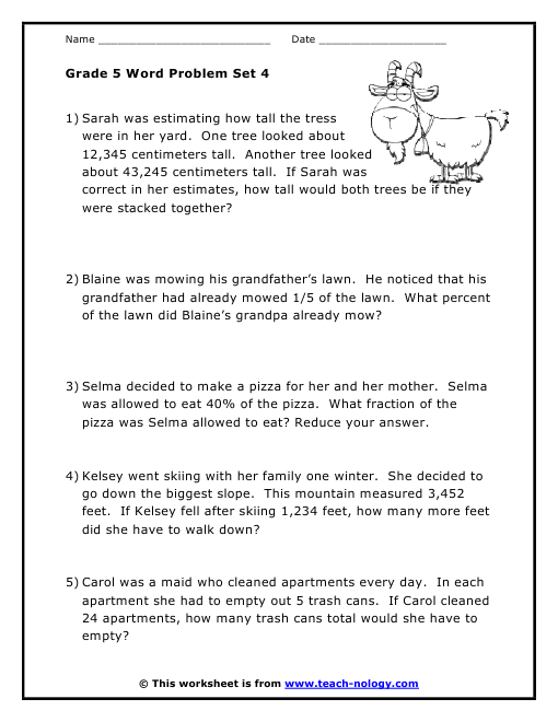 Grade 5 Word Problems Set 4