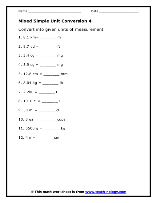 Mixed Simple Unit Conversion