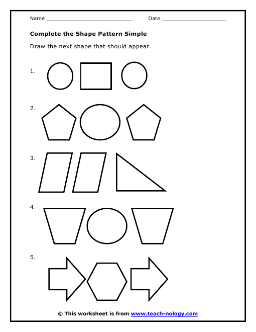 Complete the Shape Pattern Simple